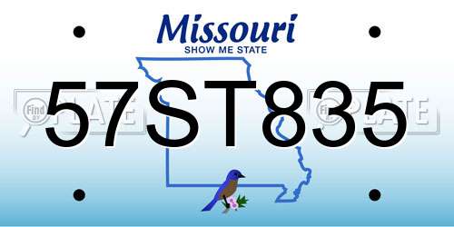 57ST835 Missouri License Plate