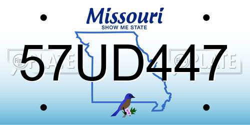 57UD447 Missouri License Plate