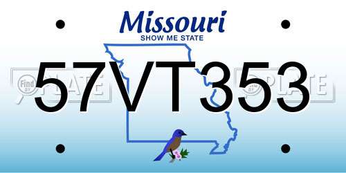 57VT353 Missouri License Plate