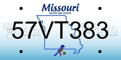 57VT383 Missouri License Plate