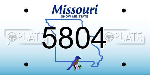 5804 Missouri License Plate