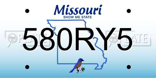 580RY5 Missouri License Plate
