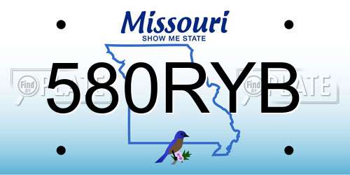 580RYB Missouri License Plate