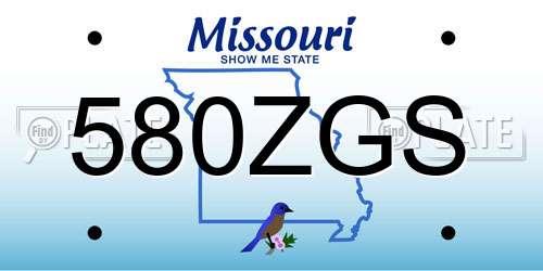 580ZGS Missouri License Plate