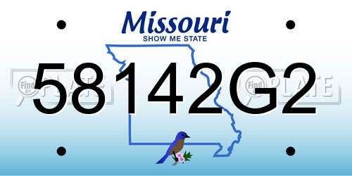 58142G2 Missouri License Plate