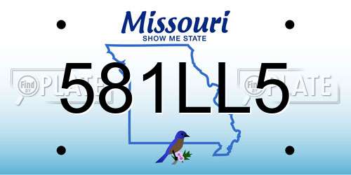 581LL5 Missouri License Plate