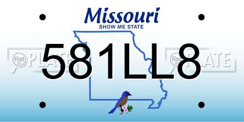 581LL8 Missouri License Plate