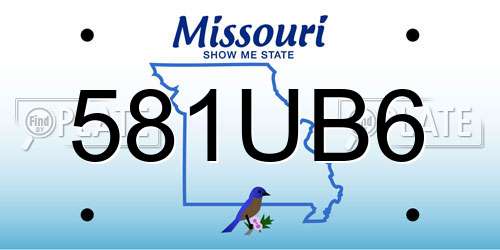 581UB6 Missouri License Plate