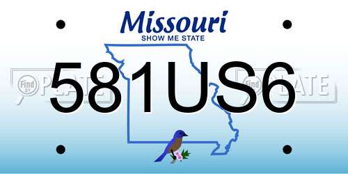 581US6 Missouri License Plate