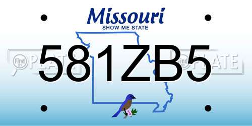 581ZB5 Missouri License Plate