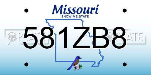 581ZB8 Missouri License Plate