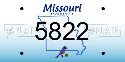 5822 Missouri License Plate