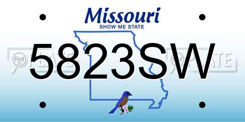 5823SW Missouri License Plate