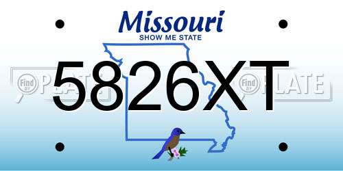 5826XT Missouri License Plate