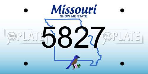 5827 Missouri License Plate