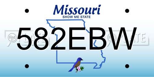 582EBW Missouri License Plate