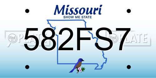 582FS7 Missouri License Plate