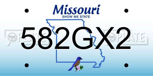 582GX2 Missouri License Plate