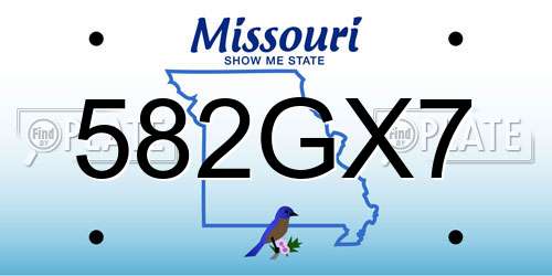 582GX7 Missouri License Plate