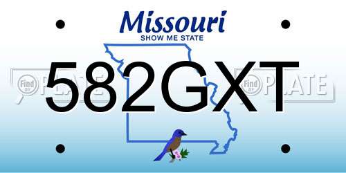 582GXT Missouri License Plate