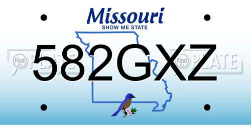 582GXZ Missouri License Plate