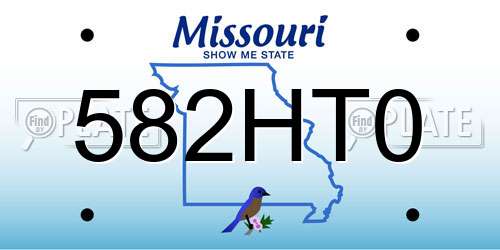 582HT0 Missouri License Plate