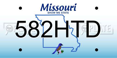 582HTD Missouri License Plate