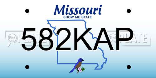 582KAP Missouri License Plate