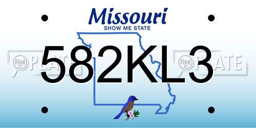 582KL3 Missouri License Plate