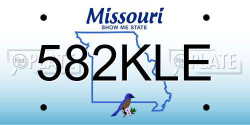 582KLE Missouri License Plate