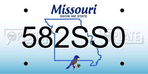582SS0 Missouri License Plate