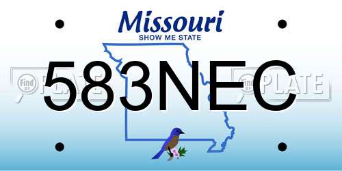 583NEC Missouri License Plate
