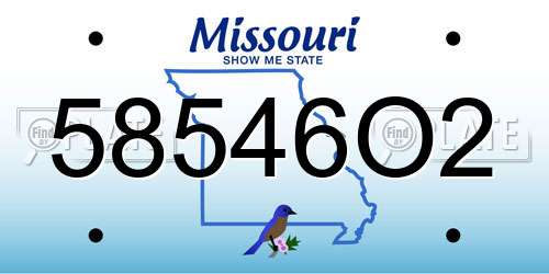 58546O2 Missouri License Plate