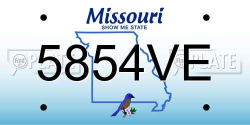5854VE Missouri License Plate