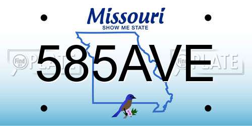 585AVE Missouri License Plate