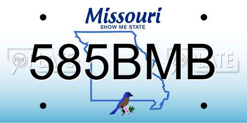 585BMB Missouri License Plate