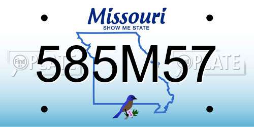 585M57 Missouri License Plate