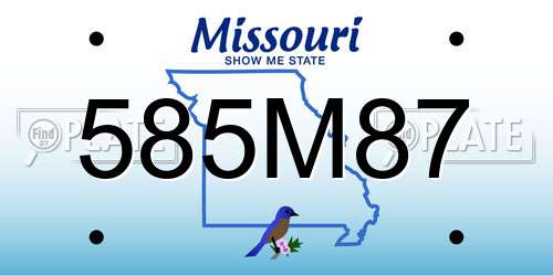 585M87 Missouri License Plate