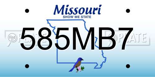 585MB7 Missouri License Plate