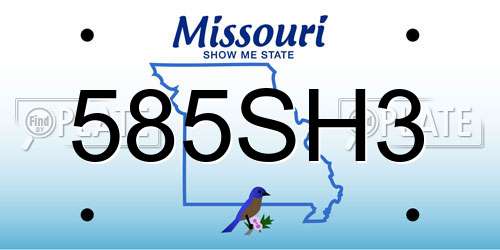585SH3 Missouri License Plate
