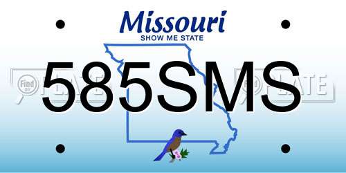 585SMS Missouri License Plate