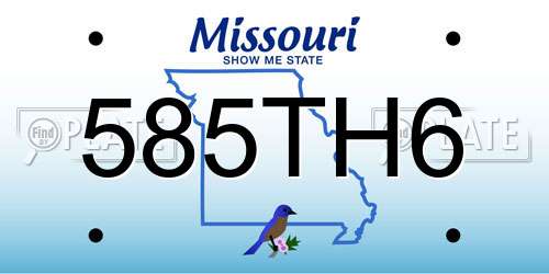 585TH6 Missouri License Plate