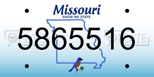 5865516 Missouri License Plate