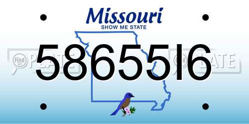 58655I6 Missouri License Plate