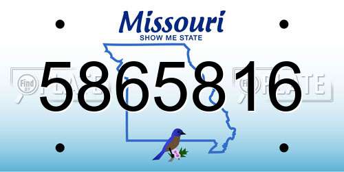 5865816 Missouri License Plate