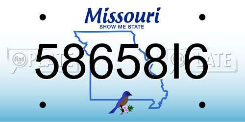 58658I6 Missouri License Plate