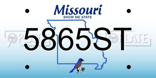 5865ST Missouri License Plate