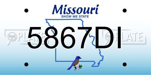 5867DI Missouri License Plate