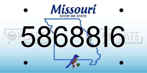 58688I6 Missouri License Plate