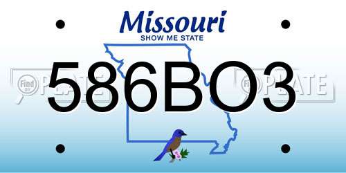 586BO3 Missouri License Plate